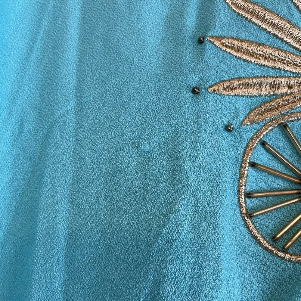 LILLY PULITZER Beaded Seaside Aqua Chai Caftan Swimsuit Coverup S/M - Picture 7 of 12